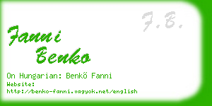 fanni benko business card