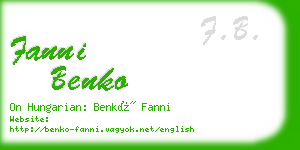 fanni benko business card